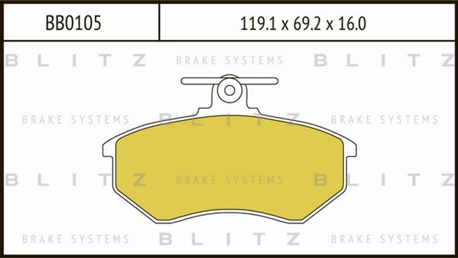 Blitz BB0105 - Тормозные колодки, дисковые, комплект autospares.lv