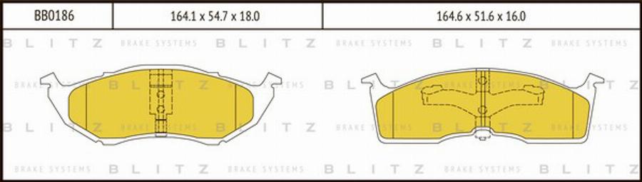 Blitz BB0186 - Тормозные колодки, дисковые, комплект autospares.lv