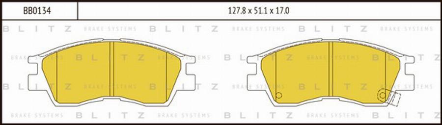 Blitz BB0134 - Тормозные колодки, дисковые, комплект autospares.lv