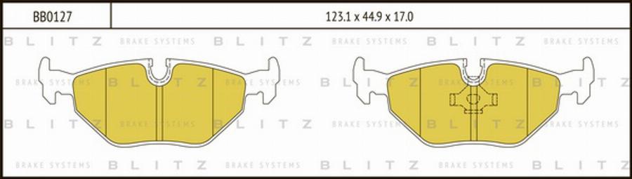 Blitz BB0127 - Тормозные колодки, дисковые, комплект autospares.lv