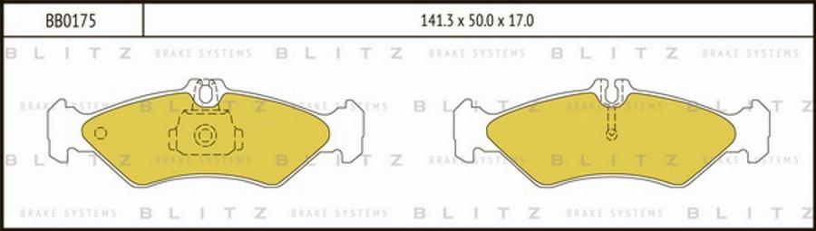 Blitz BB0175 - Тормозные колодки, дисковые, комплект autospares.lv