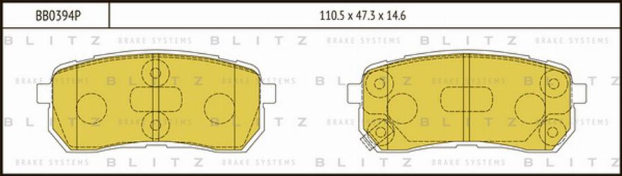 Blitz BB0394P - Тормозные колодки, дисковые, комплект autospares.lv