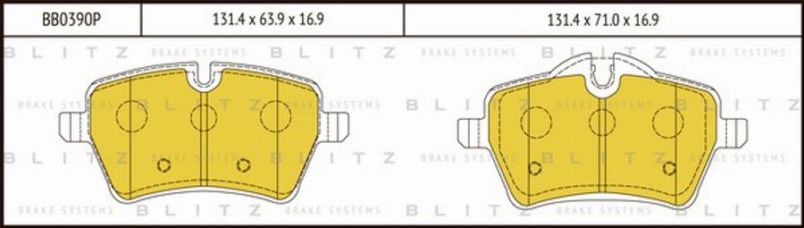 Blitz BB0390P - Тормозные колодки, дисковые, комплект autospares.lv