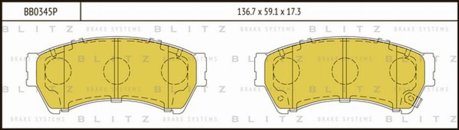 Blitz BB0345P - Тормозные колодки, дисковые, комплект autospares.lv