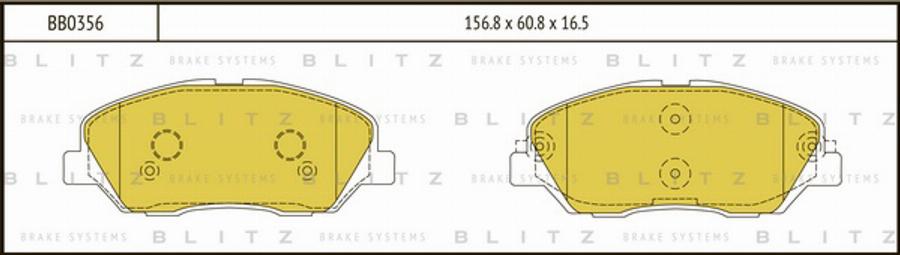 Blitz BB0356 - Тормозные колодки, дисковые, комплект autospares.lv