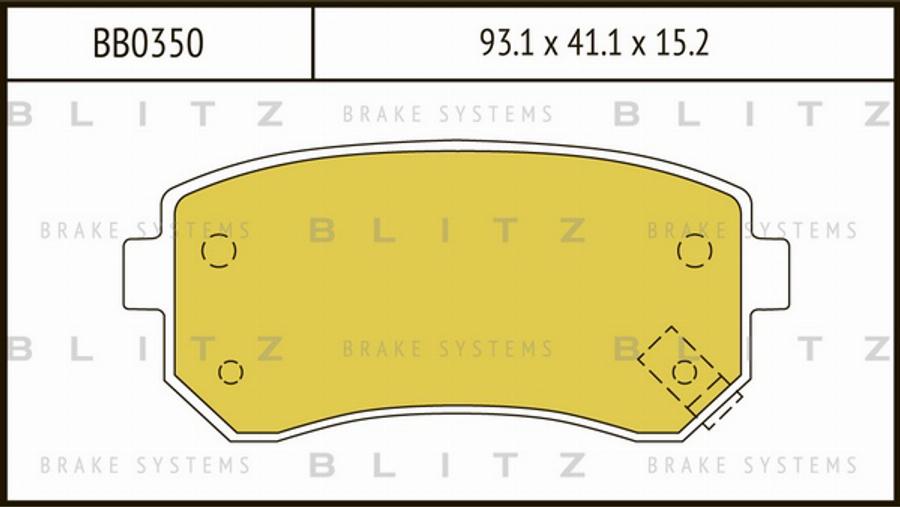 Blitz BB0350 - Тормозные колодки, дисковые, комплект autospares.lv