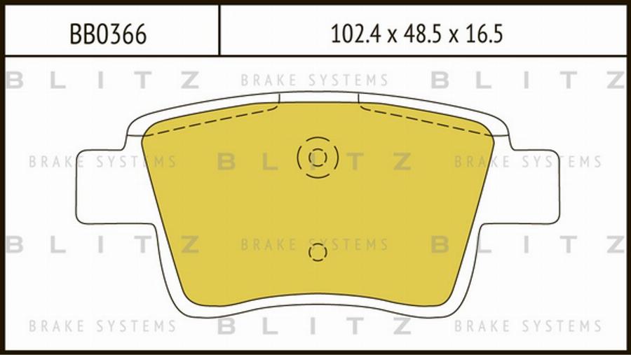 Blitz BB0366 - Тормозные колодки, дисковые, комплект autospares.lv