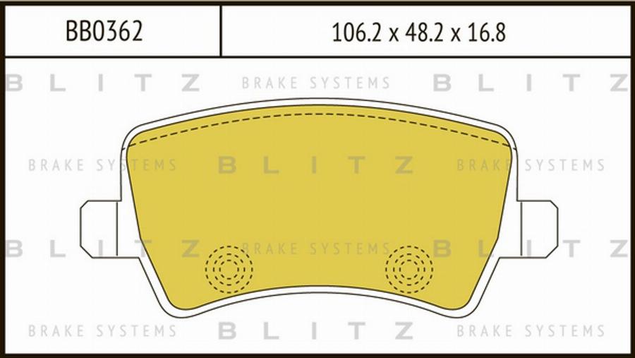 Blitz BB0362 - Тормозные колодки, дисковые, комплект autospares.lv