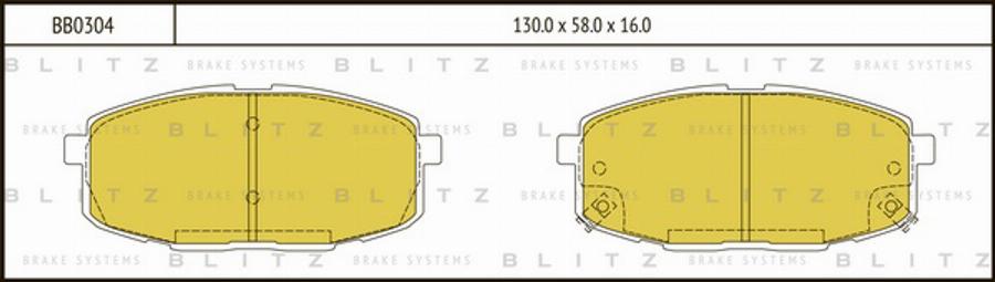 Blitz BB0304 - Тормозные колодки, дисковые, комплект autospares.lv