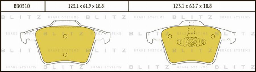 Blitz BB0310 - Тормозные колодки, дисковые, комплект autospares.lv