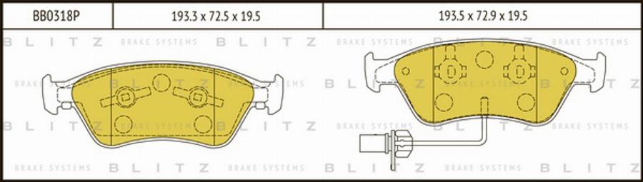 Blitz BB0318P - Тормозные колодки, дисковые, комплект autospares.lv