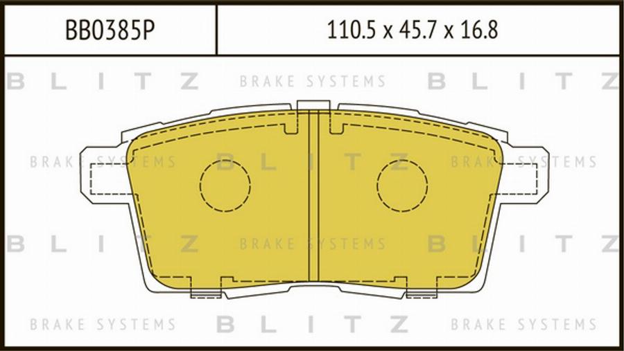 Blitz BB0385P - Тормозные колодки, дисковые, комплект autospares.lv