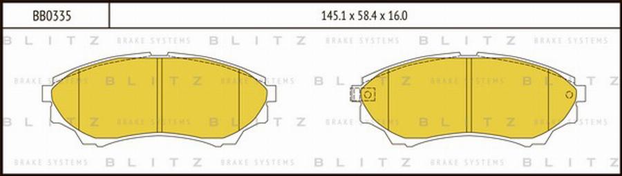 Blitz BB0335 - Тормозные колодки, дисковые, комплект autospares.lv