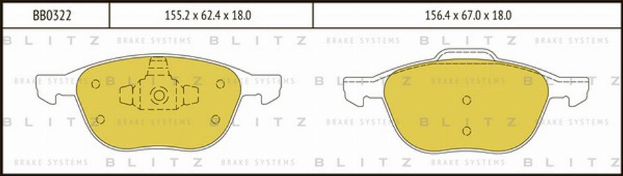 Blitz BB0322 - Тормозные колодки, дисковые, комплект autospares.lv