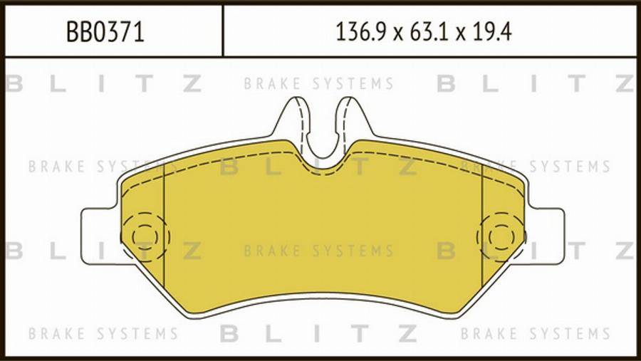 Blitz BB0371 - Тормозные колодки, дисковые, комплект autospares.lv