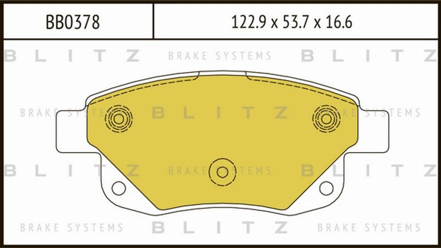 Blitz BB0378 - Тормозные колодки, дисковые, комплект autospares.lv