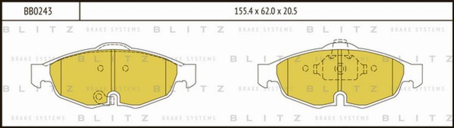 Blitz BB0243 - Тормозные колодки, дисковые, комплект autospares.lv