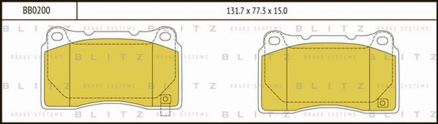 Blitz BB0200 - Тормозные колодки, дисковые, комплект autospares.lv