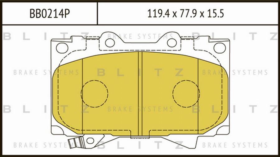 Blitz BB0214P - Тормозные колодки, дисковые, комплект autospares.lv