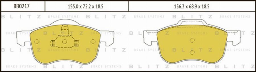 Blitz BB0217 - Тормозные колодки, дисковые, комплект autospares.lv