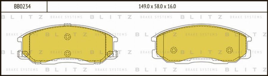 Blitz BB0234 - Тормозные колодки, дисковые, комплект autospares.lv