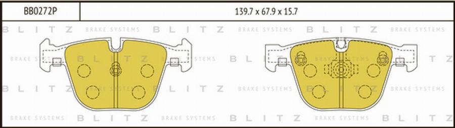 Blitz BB0272P - Тормозные колодки, дисковые, комплект autospares.lv