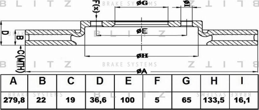 Blitz BS0152 - Тормозной диск autospares.lv