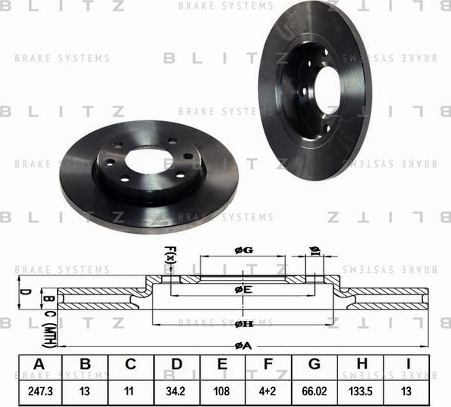 Blitz BS0161 - Тормозной диск autospares.lv