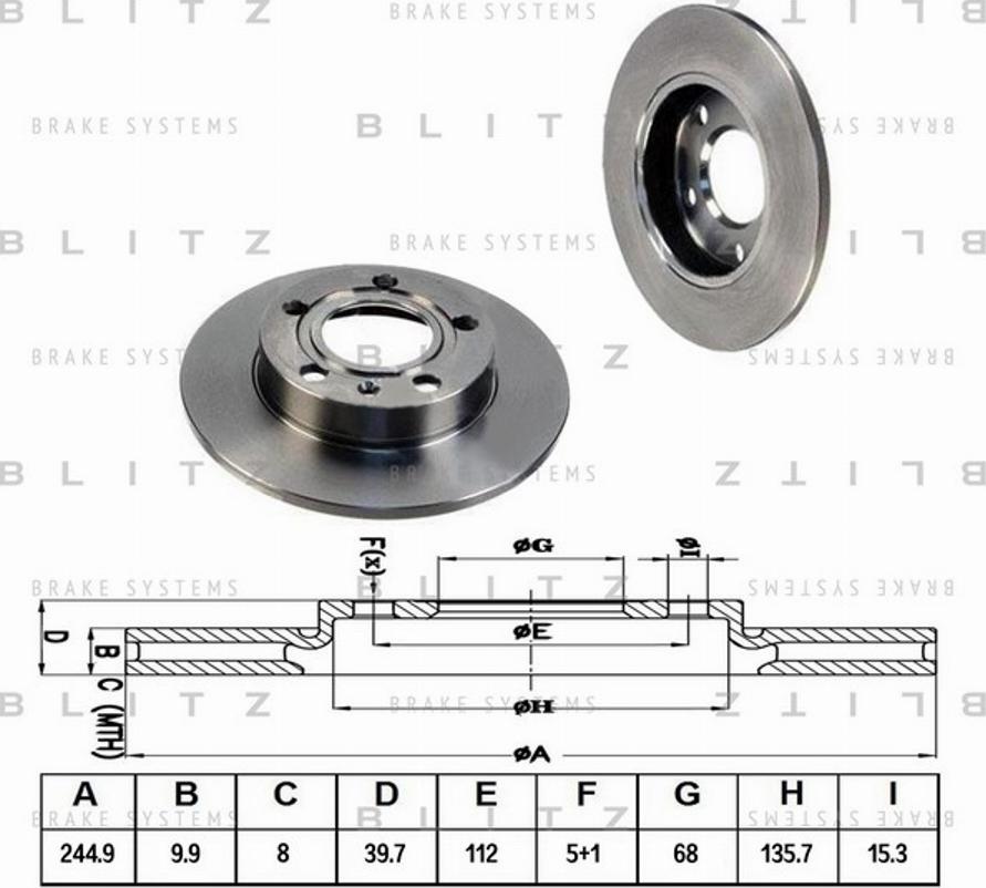 Blitz BS0168 - Тормозной диск autospares.lv