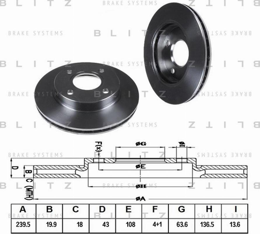 Blitz BS0125 - Тормозной диск autospares.lv