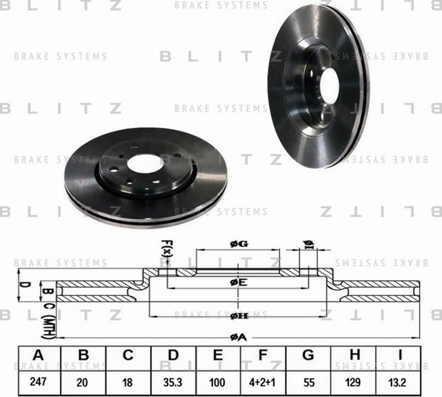 Blitz BS0219 - Тормозной диск autospares.lv