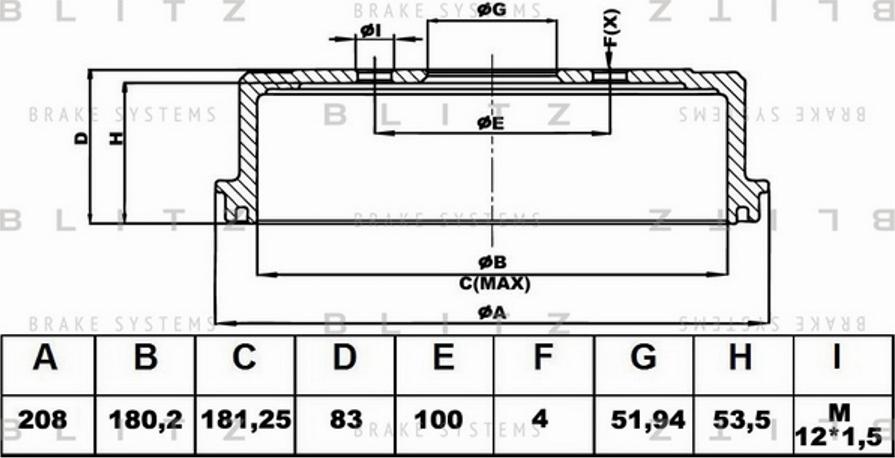 Blitz BT0121 - Тормозной барабан autospares.lv