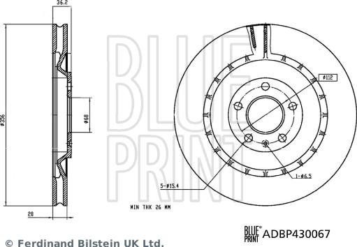 Blue Print ADBP430067 - Тормозной диск autospares.lv