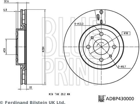 Blue Print ADBP430000 - Тормозной диск autospares.lv