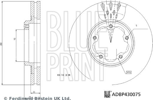 Blue Print ADBP430075 - Тормозной диск autospares.lv