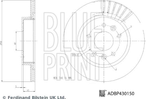 Blue Print ADBP430150 - Тормозной диск autospares.lv