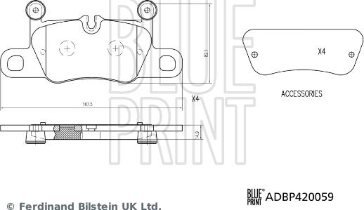 Blue Print ADBP420059 - Тормозные колодки, дисковые, комплект autospares.lv