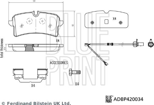 Blue Print ADBP420034 - Тормозные колодки, дисковые, комплект autospares.lv