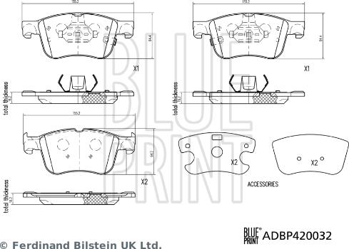 Blue Print ADBP420032 - Тормозные колодки, дисковые, комплект autospares.lv