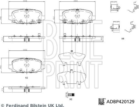 Blue Print ADBP420129 - Тормозные колодки, дисковые, комплект autospares.lv