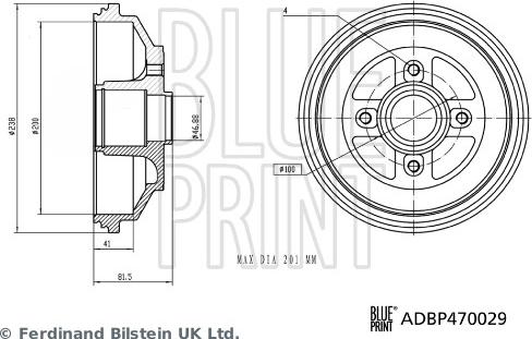 Blue Print ADBP470029 - Тормозной барабан autospares.lv