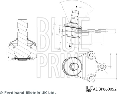 Blue Print ADBP860052 - Шаровая опора, несущий / направляющий шарнир autospares.lv