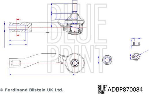 Blue Print ADBP870084 - Наконечник рулевой тяги, шарнир autospares.lv