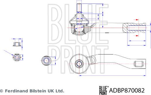 Blue Print ADBP870082 - Наконечник рулевой тяги, шарнир autospares.lv