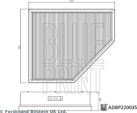 Blue Print ADBP220035 - Воздушный фильтр, двигатель autospares.lv