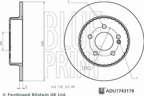 Blue Print ADU1743119 - Тормозной диск autospares.lv