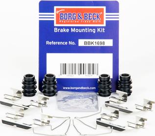 Borg & Beck BBK1698 - Комплектующие для колодок дискового тормоза autospares.lv