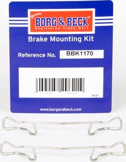 Borg & Beck BBK1170 - Комплектующие для колодок дискового тормоза autospares.lv