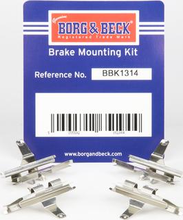 Borg & Beck BBK1314 - Комплектующие для колодок дискового тормоза autospares.lv