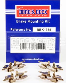 Borg & Beck BBK1385 - Комплектующие для колодок дискового тормоза autospares.lv